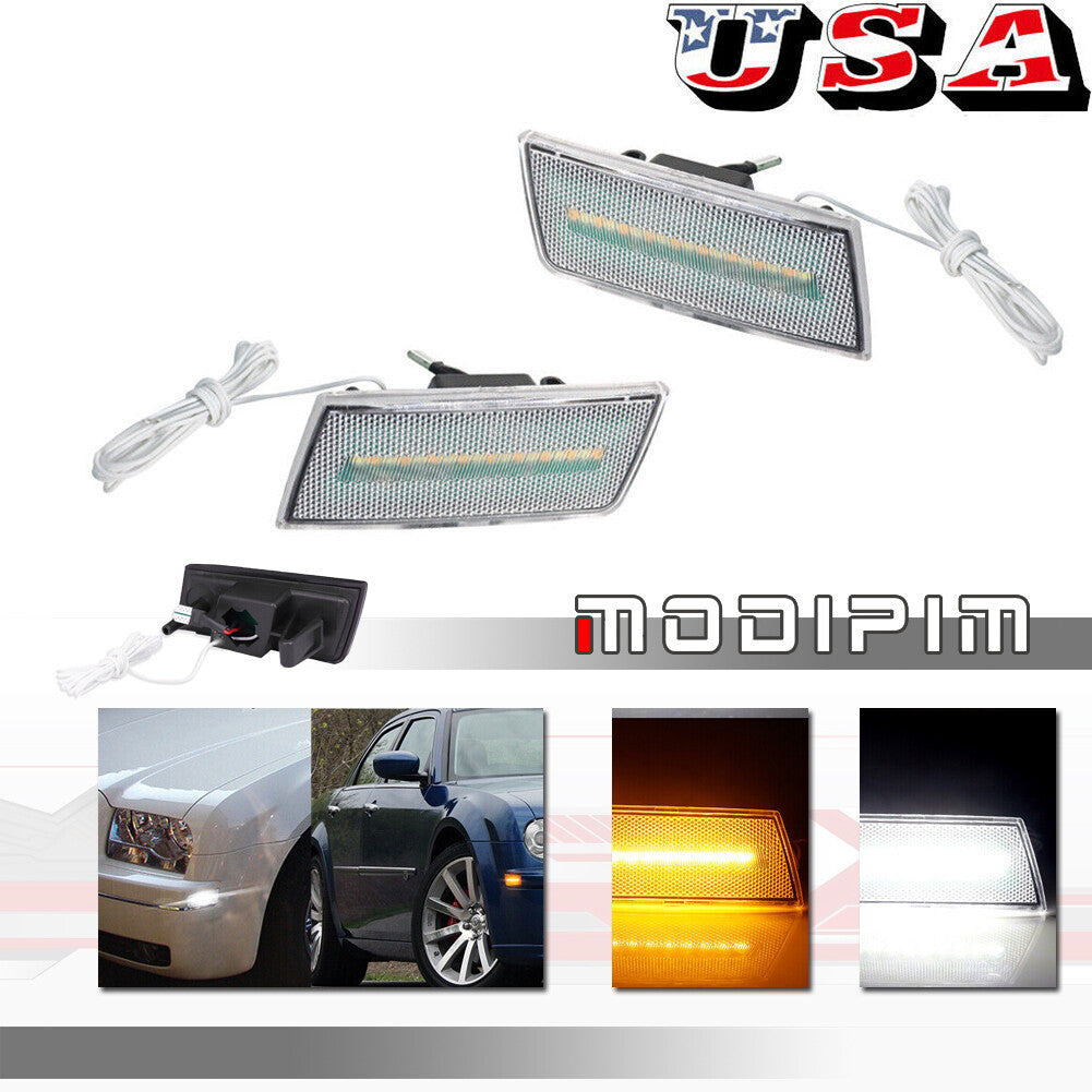 Switchback Turn Signal Lights with LED Clear Side Markers for 2005-10 for for CHRysler 300- v