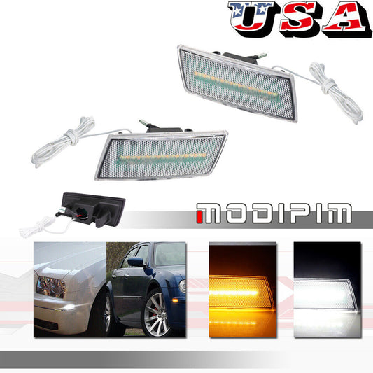 Switchback Turn Signal Lights with LED Clear Side Markers for 2005-10 for for CHRysler 300- v