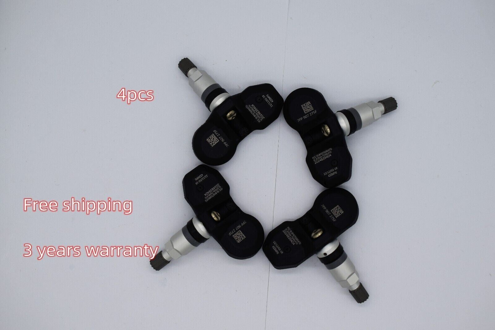 4-pack of Tire Pressure Sensors (TPMS) 7PP907275F, suitable for Audi A4, S4, Q7, R8, RS4, RS7 (2002-2018). n