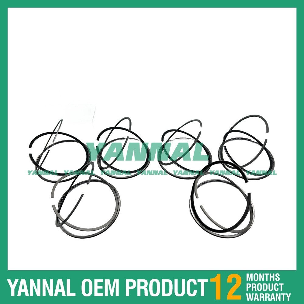 6 new 6D14 Piston Ring Kit STD 110 mm for Mitsubishi Excavator Engines