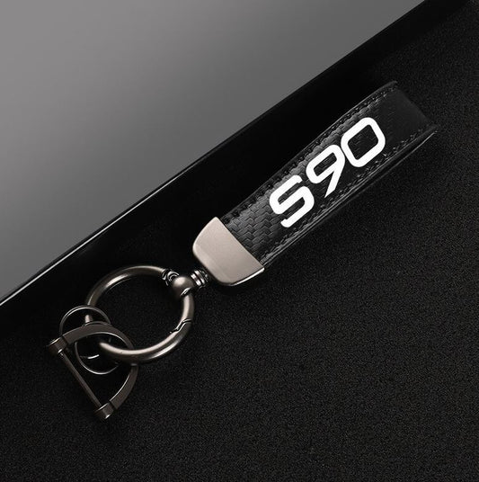 Suitable for S90 car keychains, key rings, key fobs, car accessories, black leather