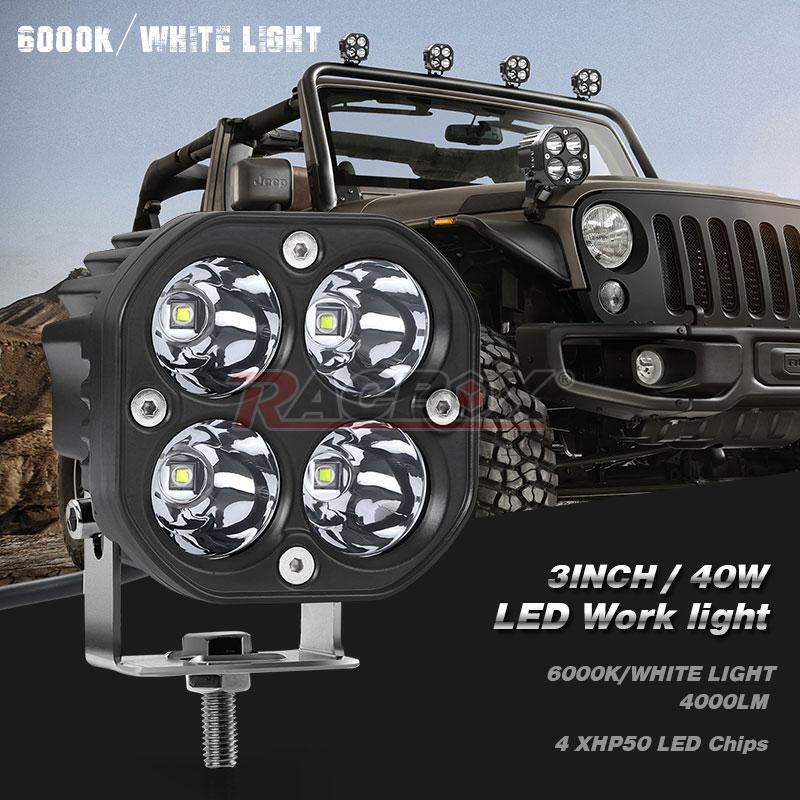 2X 3inch 80W LED Work Light Bar Spot Cube Pods Driving Fog Offroad UTV ATV Truck