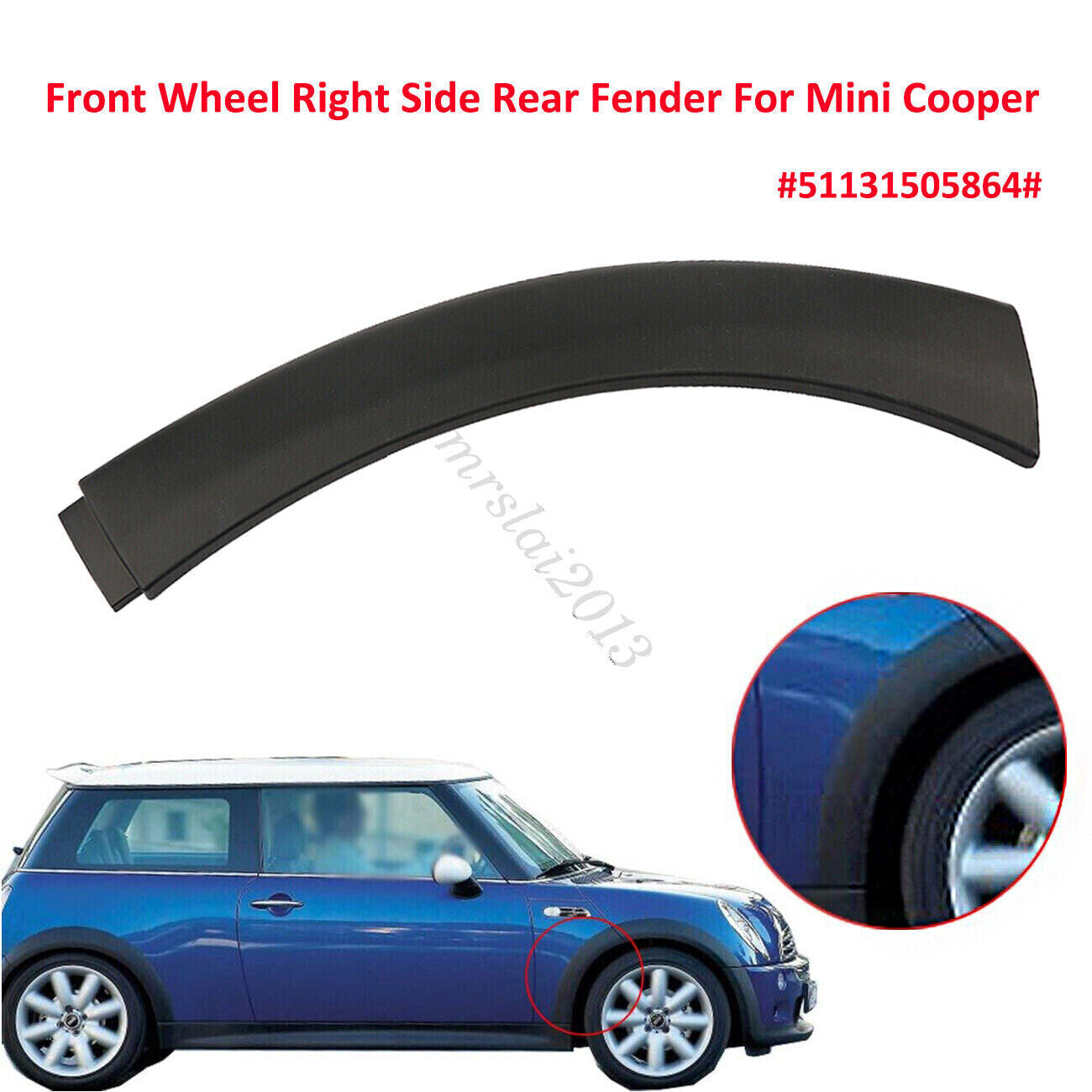 Rear Right Lower Fender Arch Cover Trim Front Wheel Hood for Mini Cooper 2002-08