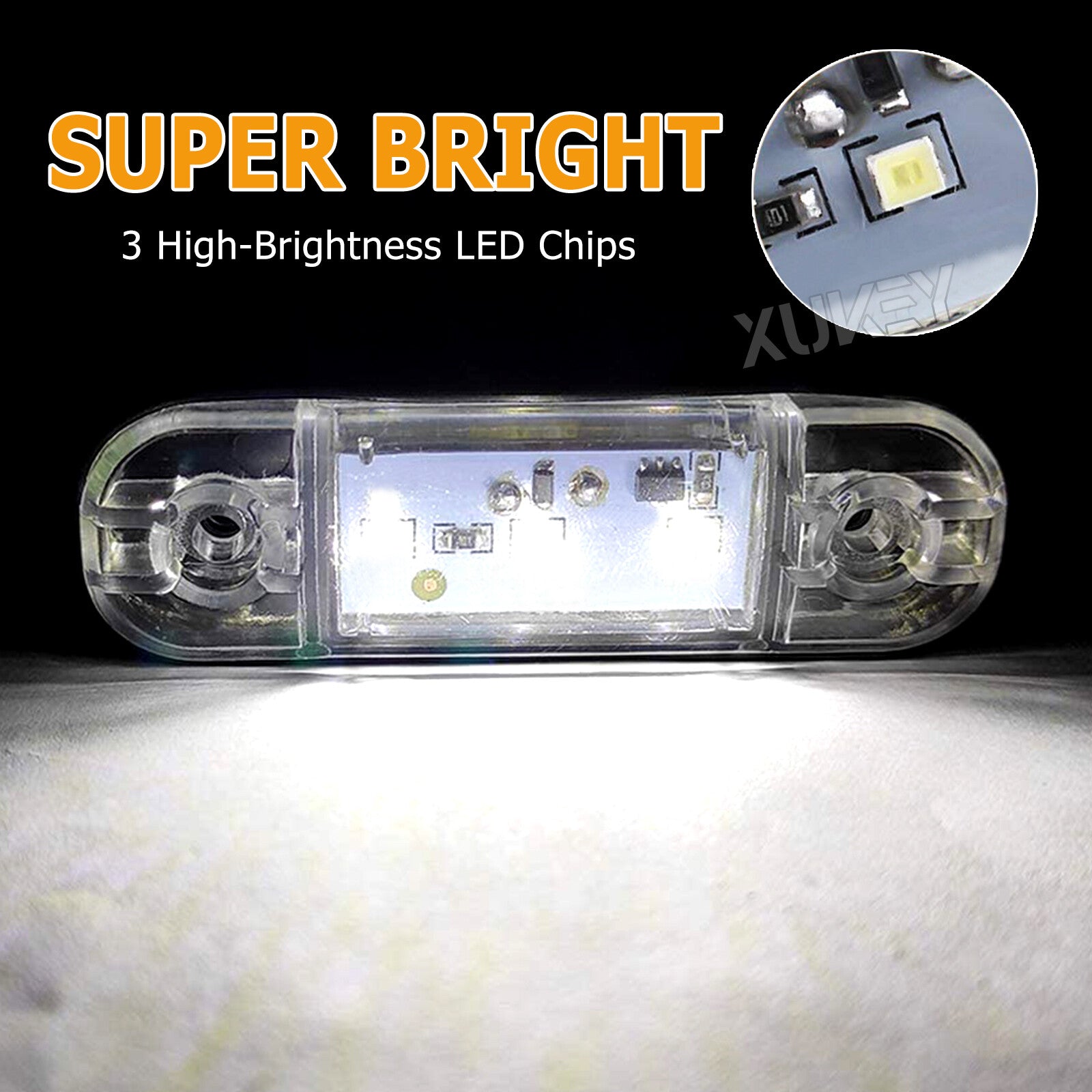 4x 12V 24V Clearance LED Side Marker Light White Lorry Truck Trailer Transporter