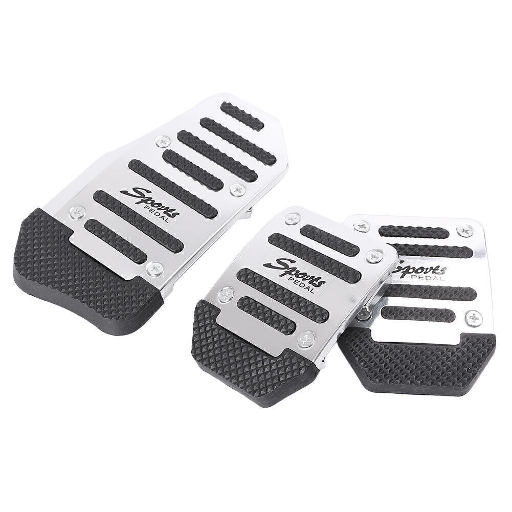 For Manual Car Sport Pedal Silver Universal Car Brake Clutch Throttle Foot Pedal Q