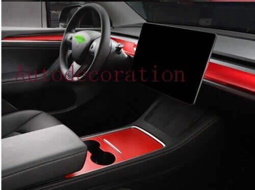 for Tesla Model 3 Y 2020-21s Hard PVC Red Central Console Panel Cover Trim 2PCS