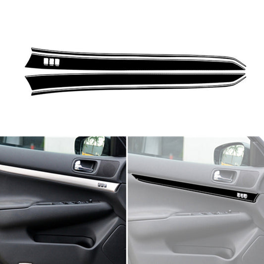 6pcs Piano Black Interior Front Door Panel Cover Trim for Infiniti G37 2010-2013