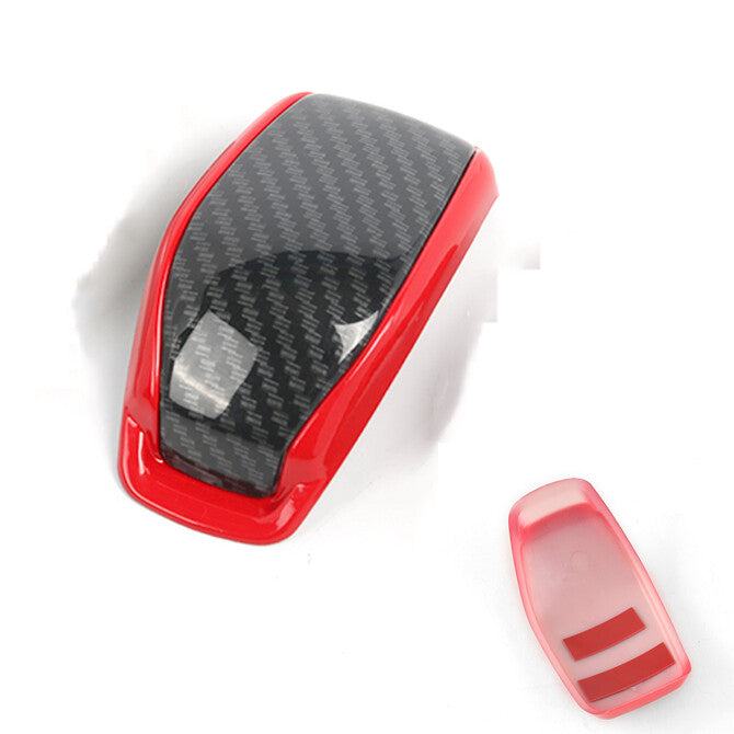 ABS Red&Carbon Fiber Gear Shift Knob Cover Trim Fit for RAV4 2019-2023 v