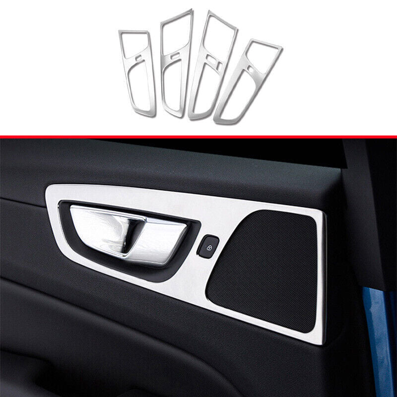 for Volvo XC60 2018-23 Silver Titanium interior Door Handle Frame Cover Trim 4x
