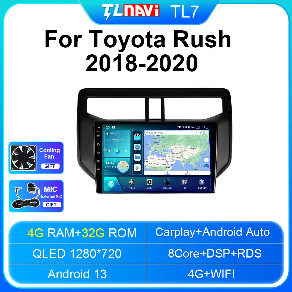 for Toyota Rush 2018-2020 Stereo CarPlay Car Radio Screen GPS Multimedia Player