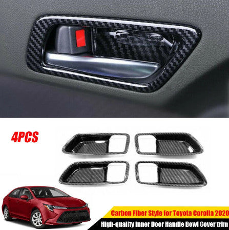 Carbon Fiber Style Inner Door Handle Bowl Cover Trim for Toyota for Corolla 19-22
