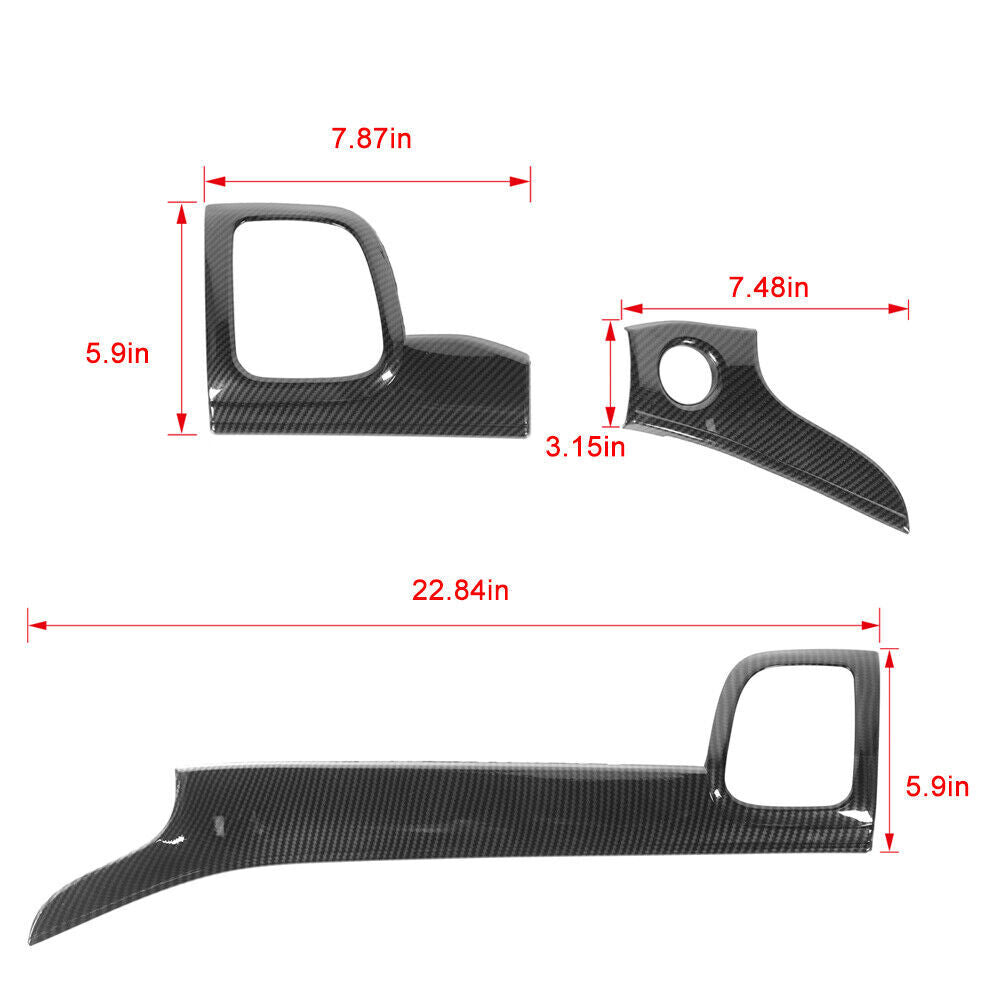 for Jeep Grand Cherokee 11-21 Carbon Fiber ABS Control Dashboard Panel Cover 3Pc