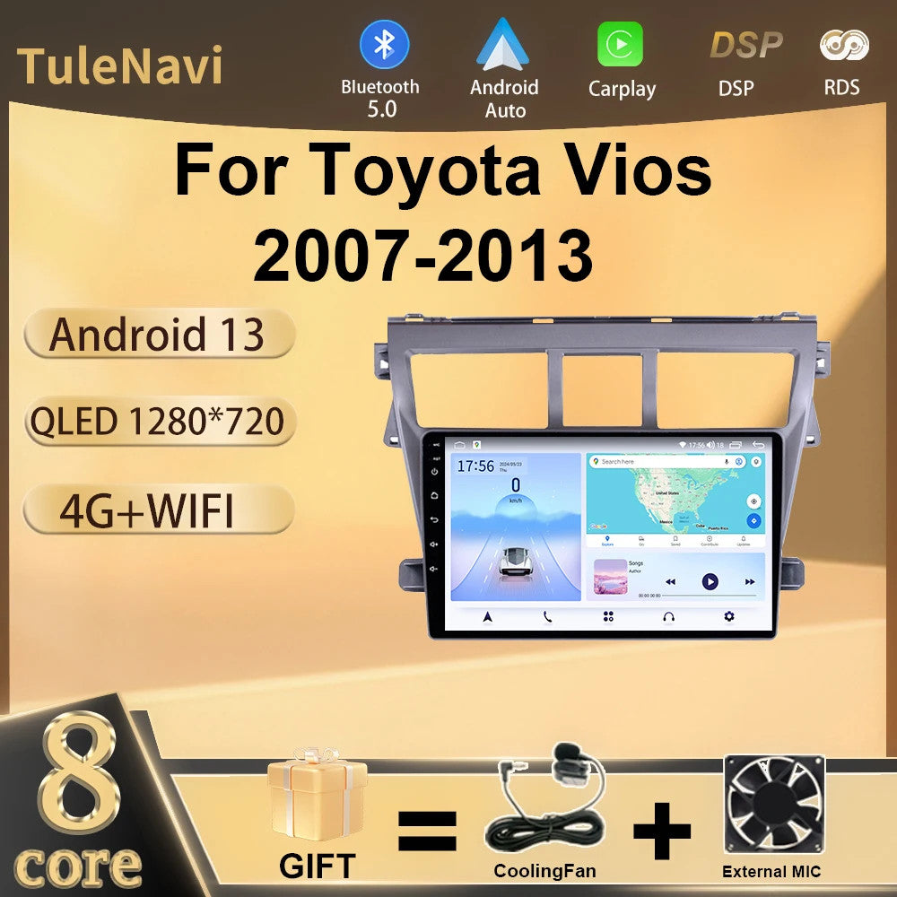 Android CarPlay Car Radio for Toyota VIOS 2007-2013 GPS Multimedia Player Screen