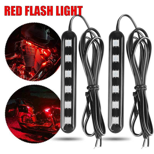 2X Red Motorcycle ATV Trailer LED Strobe Flashing Stop Brake Tail Light Strip US