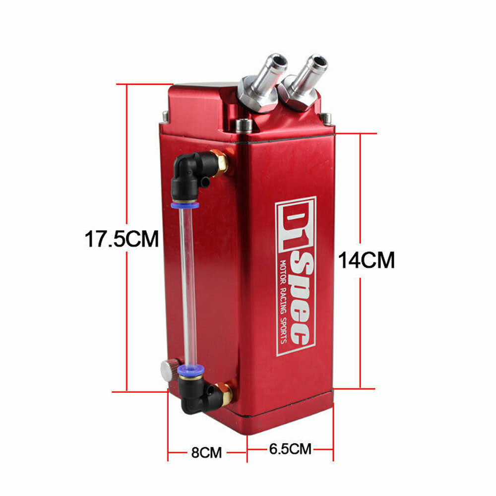 D1 Spec Aluminum Square Car Engine Oil Catch Tank Can Reservoir Breather Kit