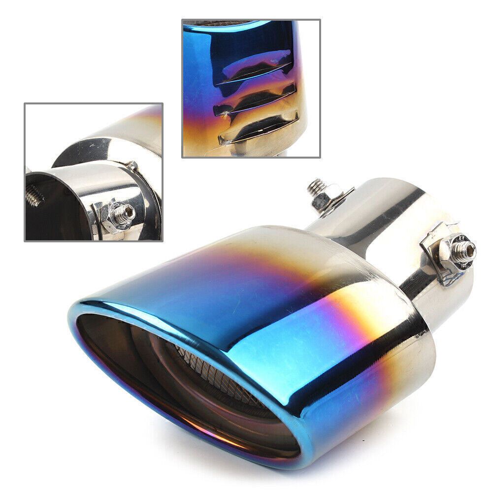 Blue Stainless Steel Car Rear Exhaust Pipe Tail Muffler Tip Round Accessories Q
