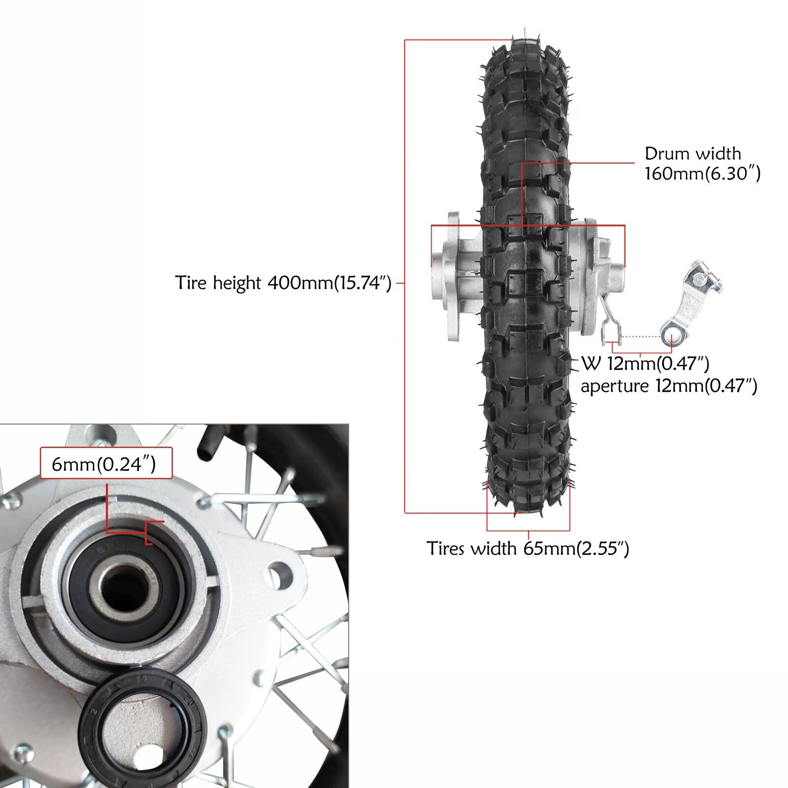 2.50 - 10 Front and rear wheels + front fork handlebars for Pit bicycle CRF50 SSR 70cc 110