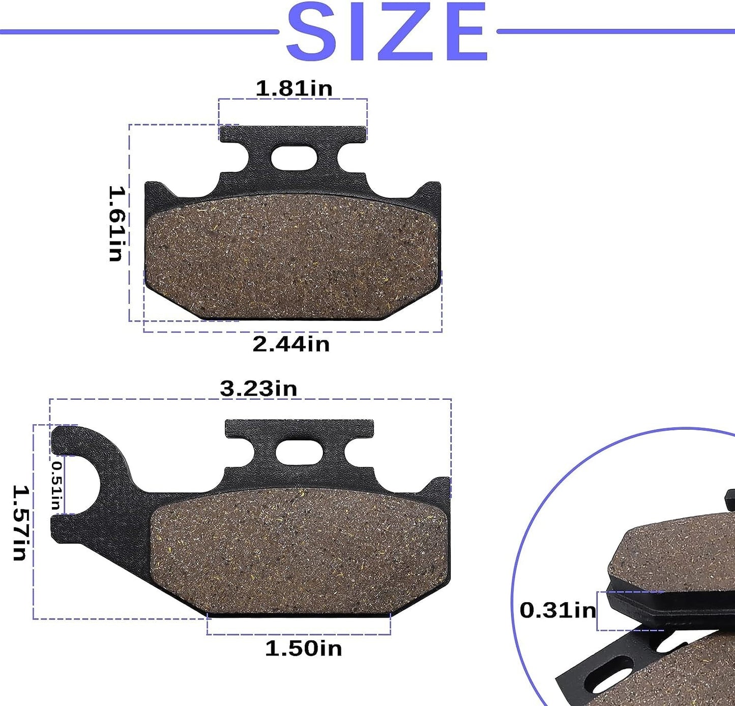 Front Rear Brake Pads for Bombardier Outlander 330 HO 200-05/Outlander 400 2003