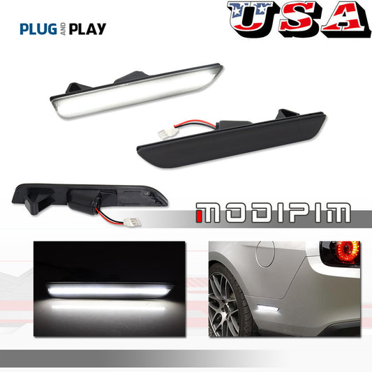Smoked LED Rear Bumper White Side Marker Lights for for Mustang 2010 - 2014 - v