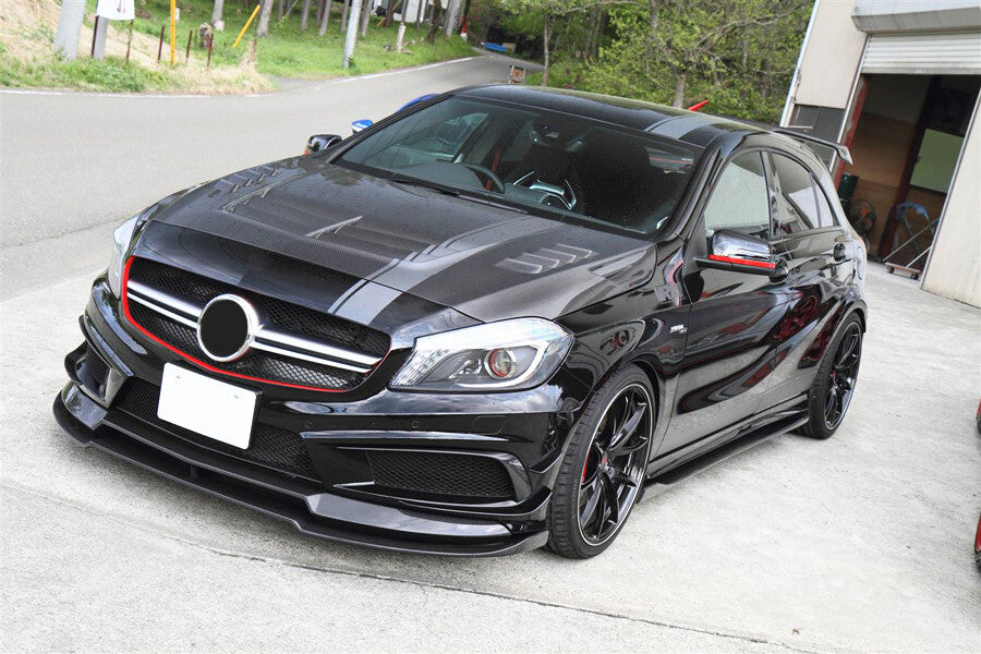 Front Bumper Hood Cover Trim for Benz W176 A200 A250 A45 2013-2018 Carbon Fiber