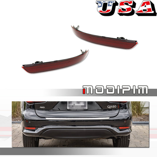 Rear Bumper Red Reflector Lens Trim Pair 2 Piece Set for 2016 - 2020 for INFINITI QX60 - v