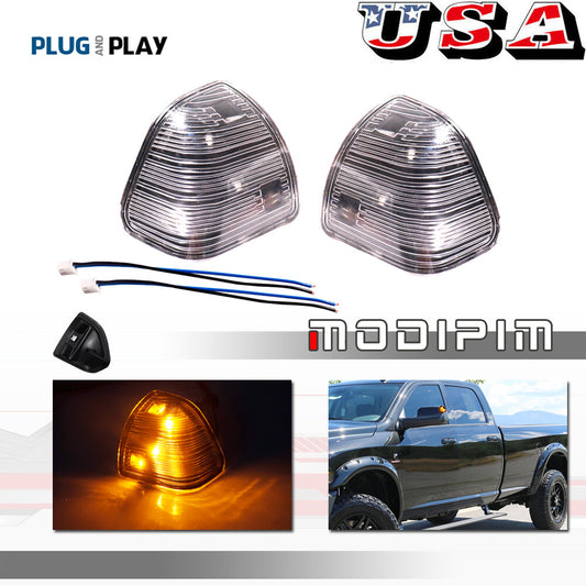 Transparent lens amber LED side mirror turn signal light suitable for Ram 1500 2500 3500- v