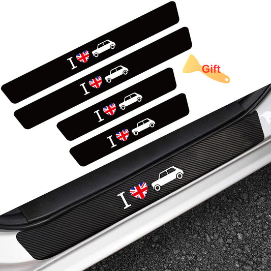 4x for Mini Cooper Countryman Carbon Fiber Car Door Sill Plate Protector Sticker