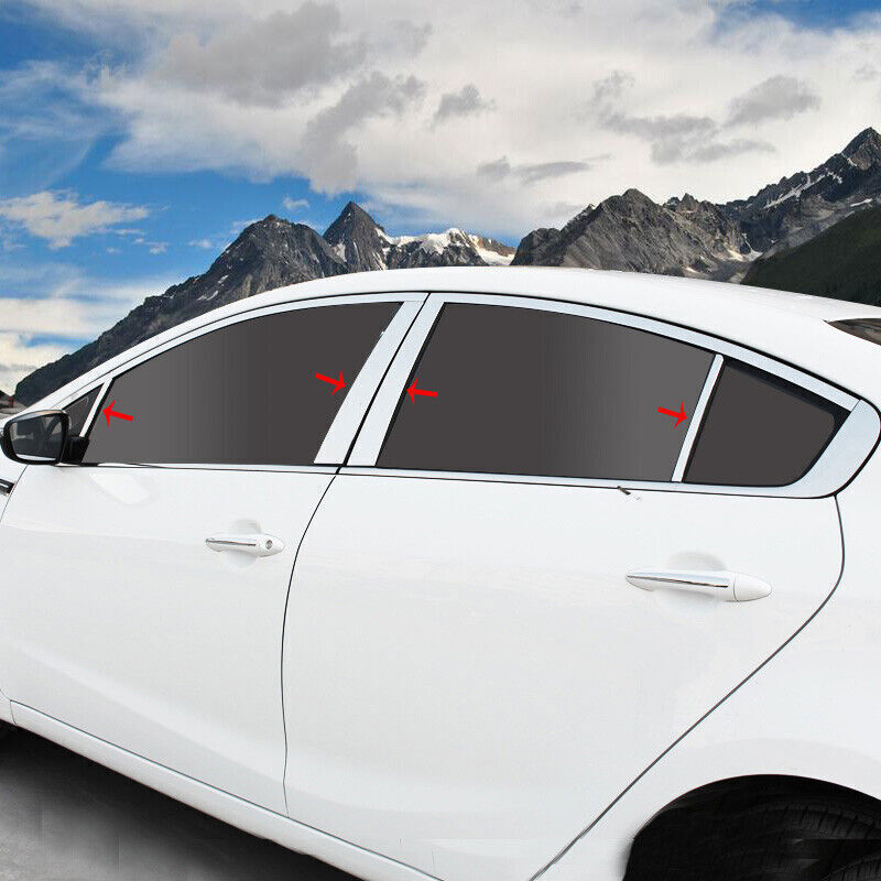 for Kia Forte K3 14-2018 Silver Steel Exterior Window BC-Pillar Post Cover Trim