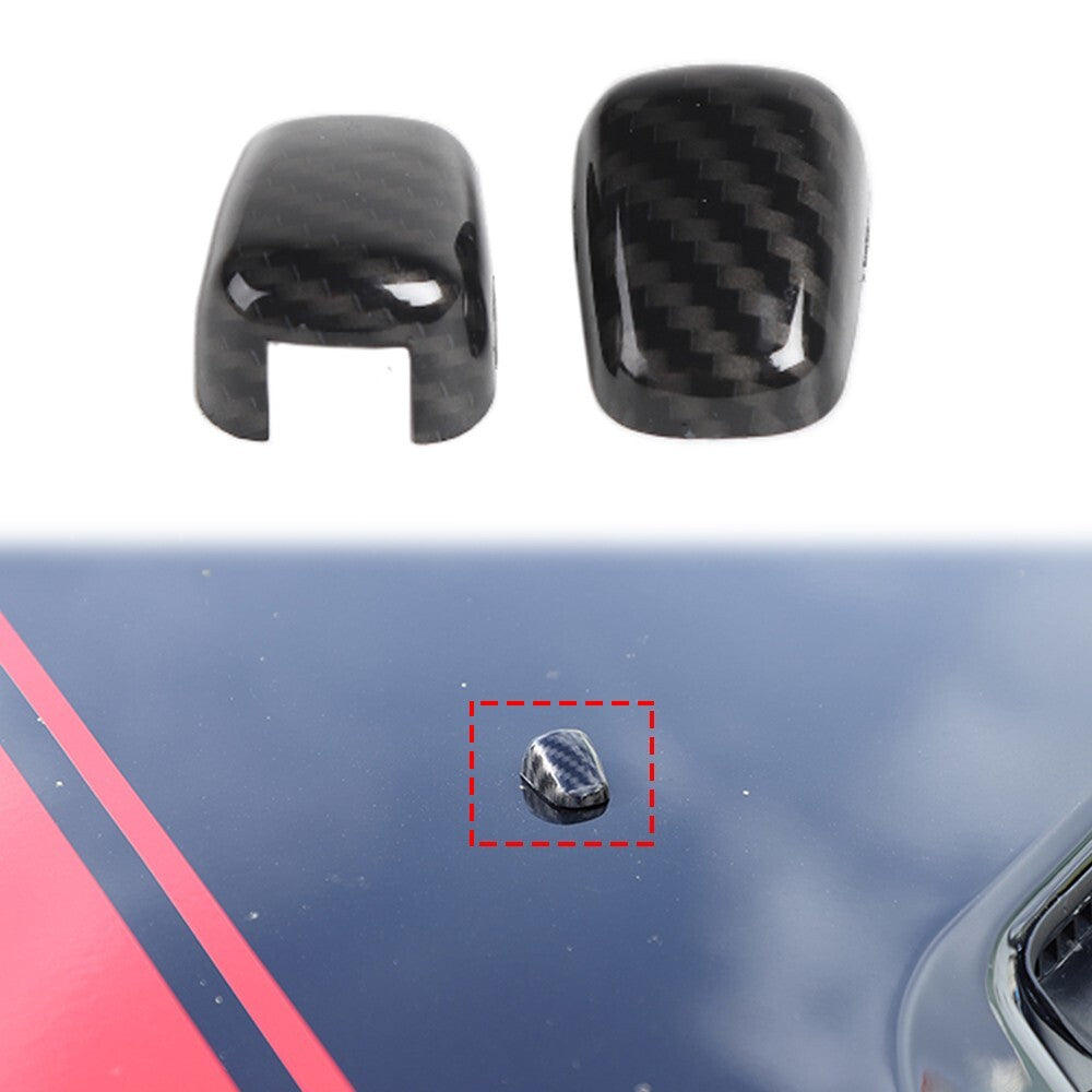 ABS Front Wiper Water Spray Nozzle Cover Trim for Dodge Charger for Ram Carbon Fiber