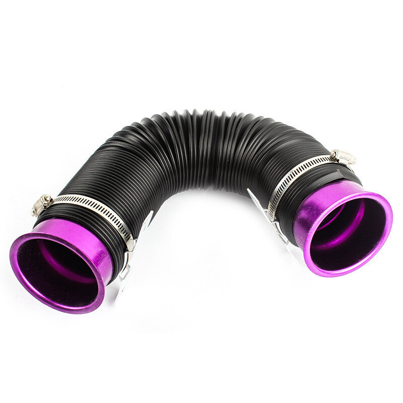 3'' 76mm Flexible Car Cold Air Intake Hose Filter Pipe Telescopic Tube Purple Q