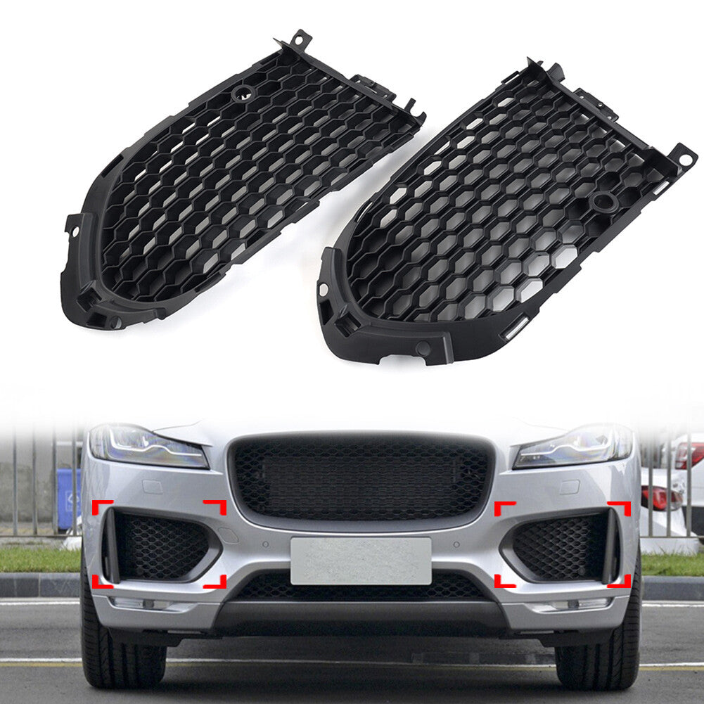 Opened Mesh Front Bumper Fog Light Lamp Grill With PDC Fit for Jaguar F-Pace 16-20