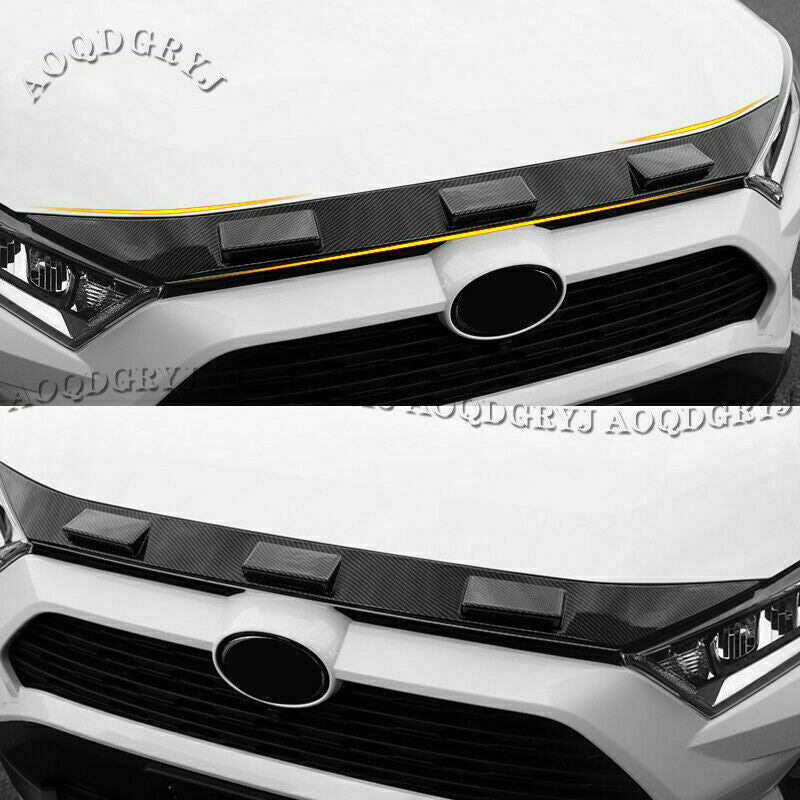 for Toyota RAV4 2019-2023 Carbon Fiber ABS Front Hood Bonnet Molding Cover Trim
