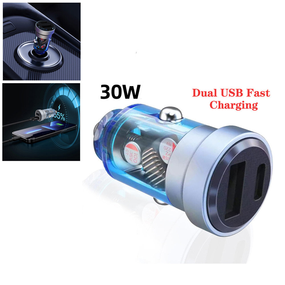 for Mini Dual USB PD Type-C Car Charger 30W Fast Charging Adapter for Cigarette Lighter - n