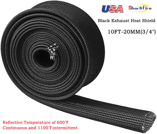 10-foot (3/4-inch) fiberglass-wrapped heat hose cover for automotive wiring harness protection.