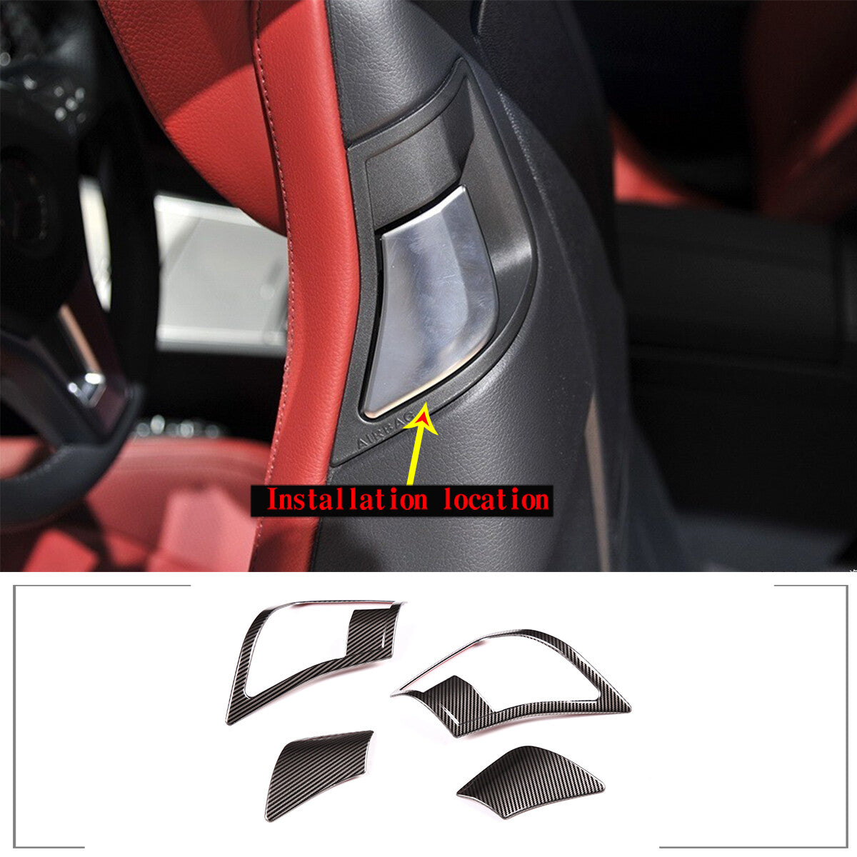Carbon fiber style for seat back adjustment frame trim for CE-Class 2009-2016- n