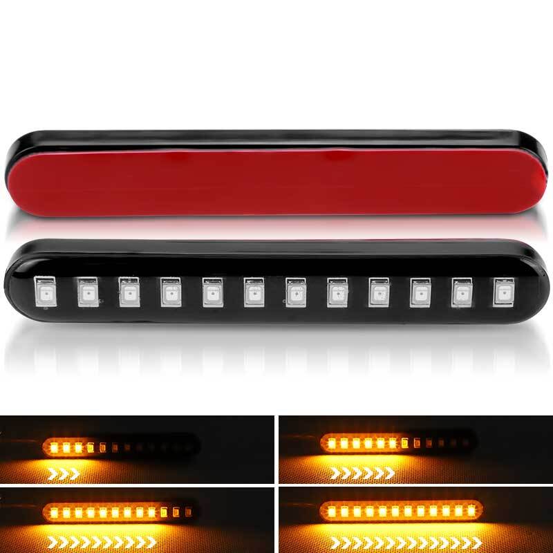 2X Sequential Flowing Motorcycle 12LED Light Strip Bar Turn Signal Amber Blinker