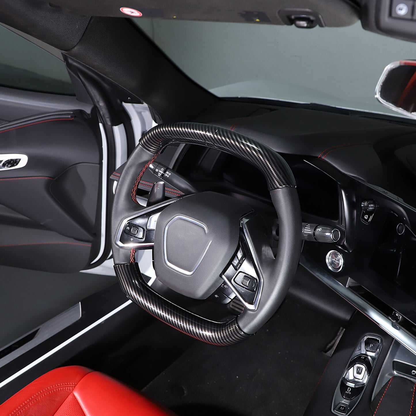 Red Exterior Side Door Mirror Cover Trim for Corvette C8 2020 - 2023 KITS- v
