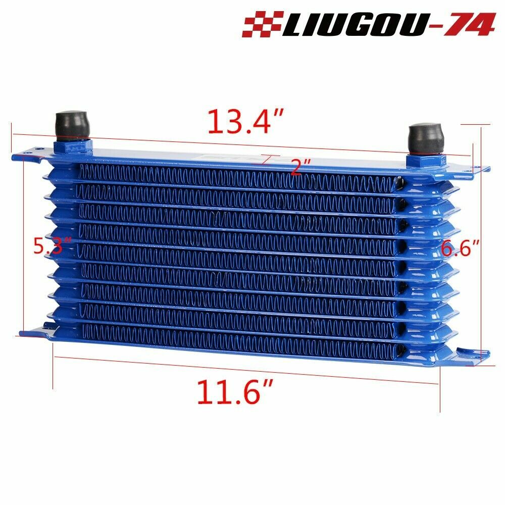 Universal 10 Row 10AN Engine Oil Cooler Gold+ Filter Relocation Kit + Oil Line U v