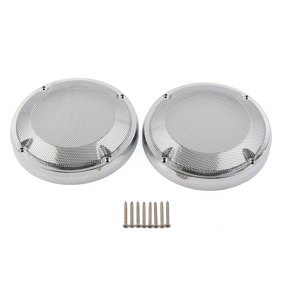 Saddlebag Lid Speaker Grill Mesh Cover for Harley Touring Electra Glide Chrome