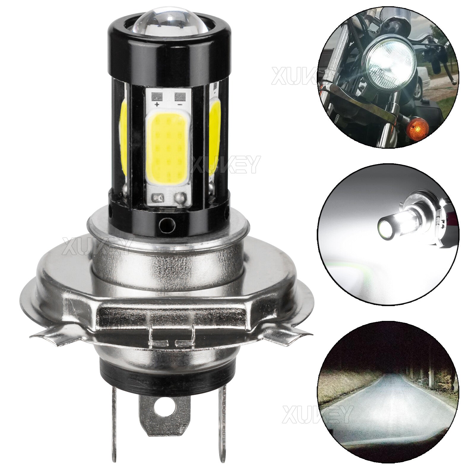 H4 9003 LED Bulbs HS1 Replacement High/Low Beam Motorcycle Headlight 6000K White