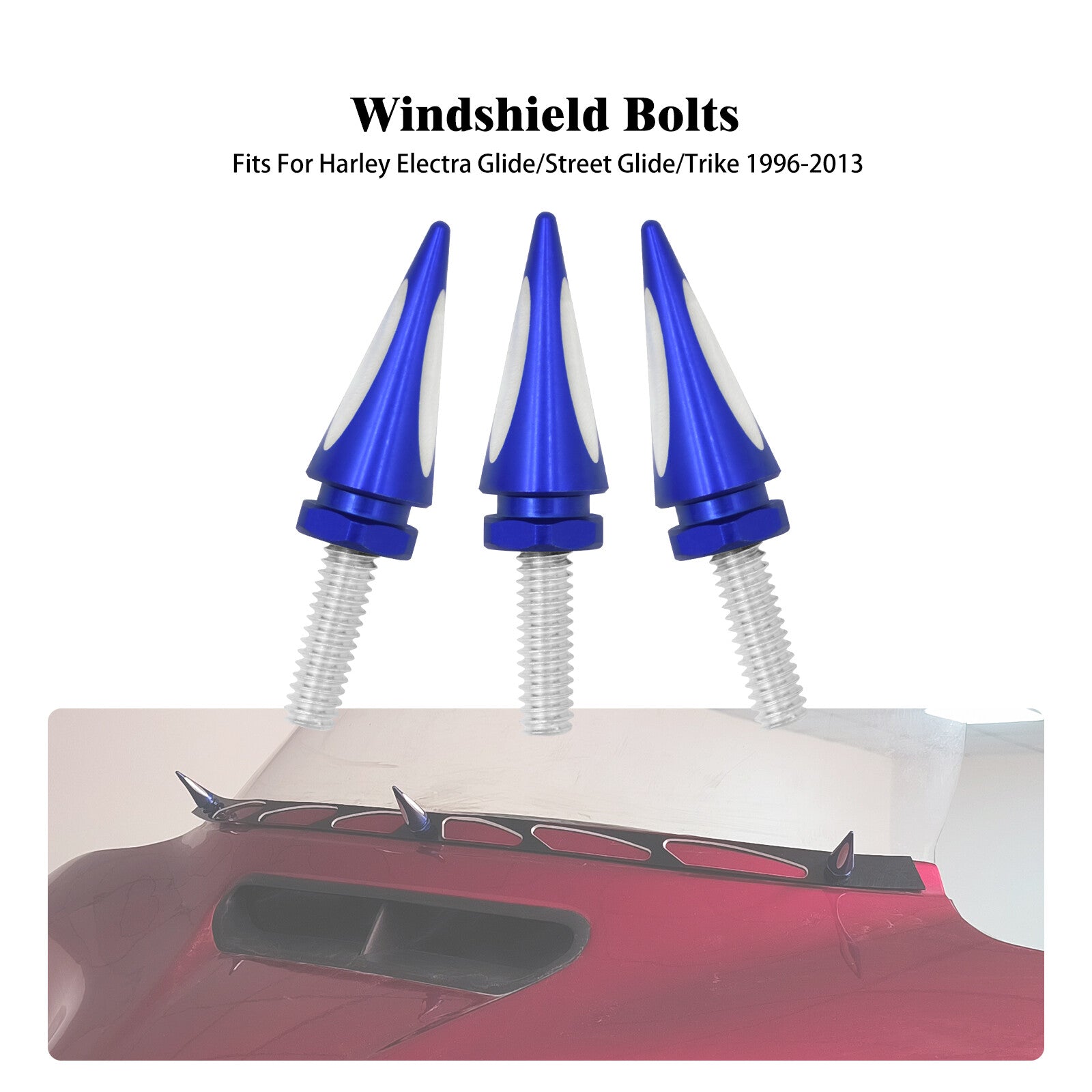 Blue Spike Wind Screen Windshield Bolts for Harley Street Electra Glide 96-2013