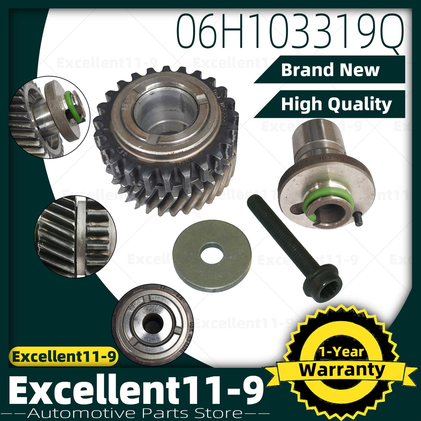Timing chain gear with shaft and washer #06H103319Q suitable for Golf , for Passat , for Audi A3, A5, TT- n