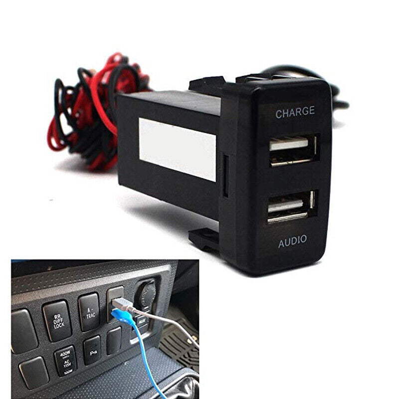 5V 2.1A Car USB Socket Dashboard Phone Charger MP3 Audio Port with Cable n