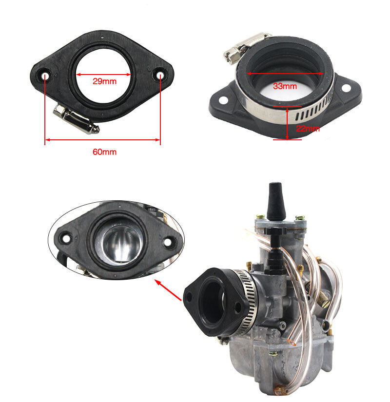 Carburetor 29mm Manifold Boot Rubber Adapter Interface Carb for ATV Dirt Bike Q