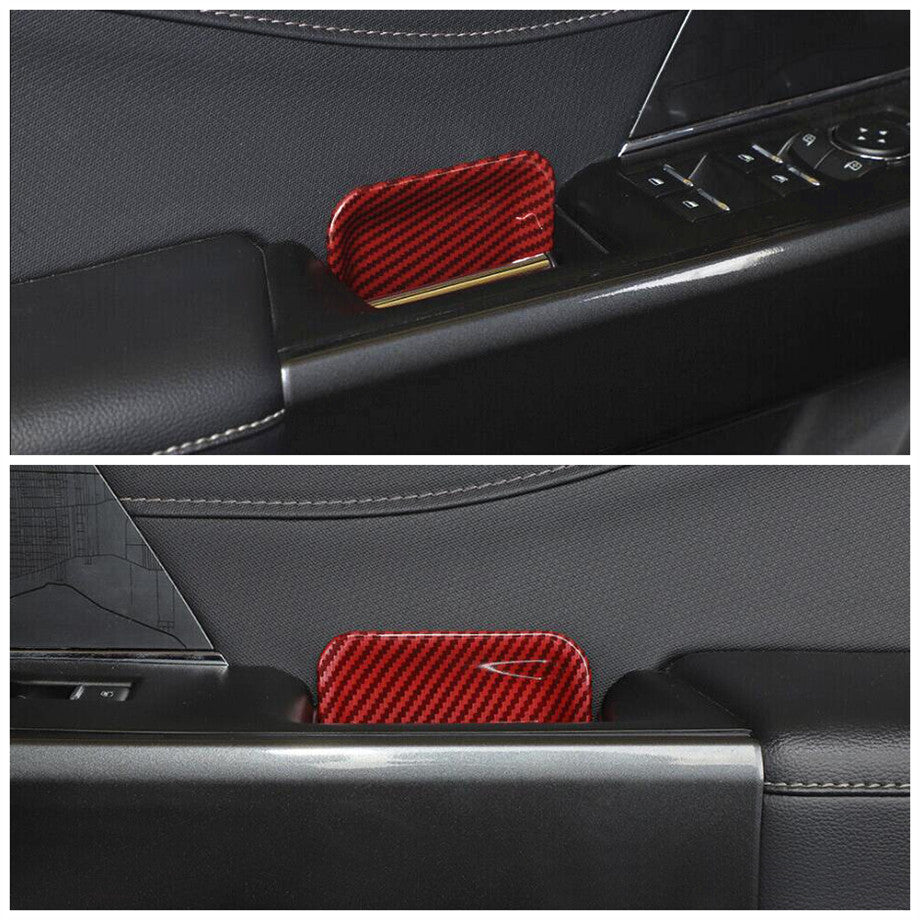 For 21-23 F150 Red Carbon Fiber Interior Door Handle Bowl Covers Trim v