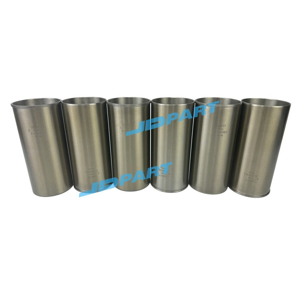6-piece 1006E-6TW cylinder liners 3135X063 for Perkins excavator engine parts.