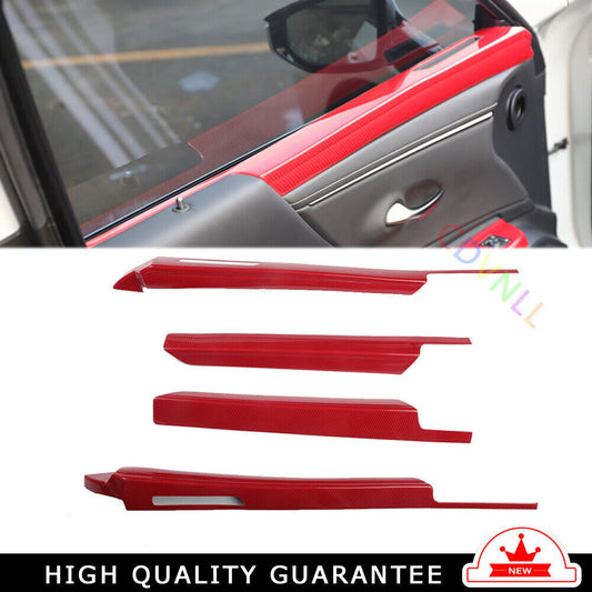 Inner Door Panel Cover Trim Interior Fit for Lexus for ES 2018-2021 Red Carbon Fiber