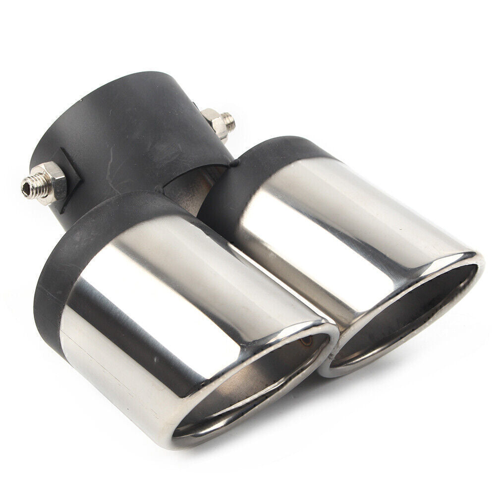 Universal Dual Rear Exhaust Pipe Trim Tip Tail Pipe Muffler End Stainless Steel Q