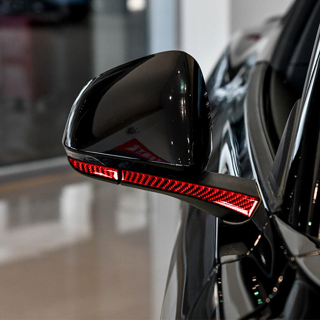 Red Carbon Fiber Side Rearview Mirror Mouldings Cover for Ford for Mustang 2015-2022