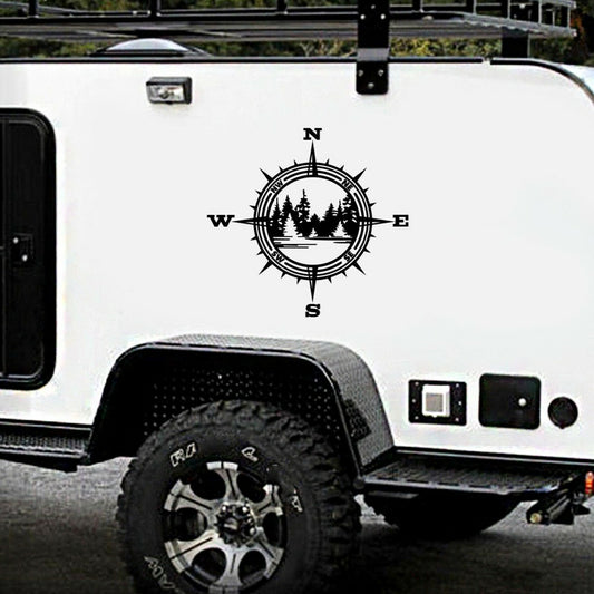 Compass Trees Lake Vinyl Decal -Sticker Fit for Car Truck Bumper Wall Window